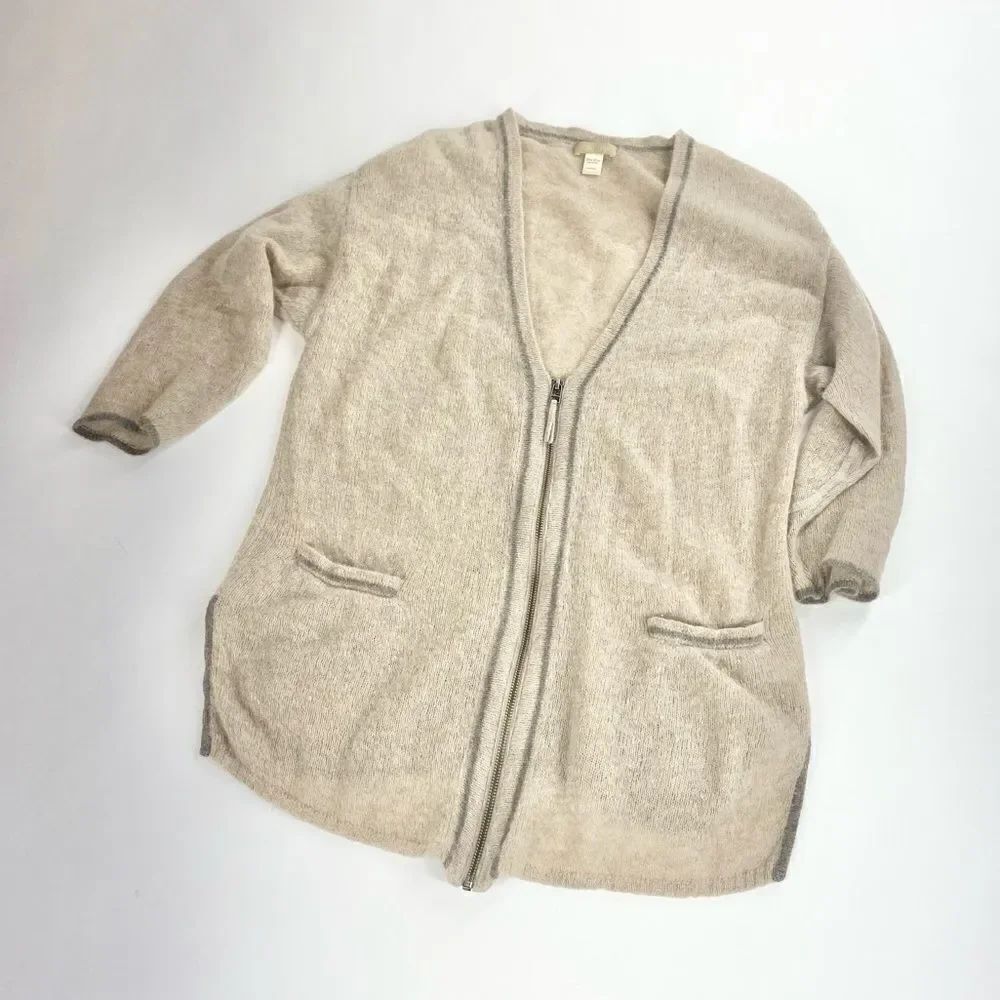 Nordstrom light weave cashmere zip up vneck cardigan with pockets one size